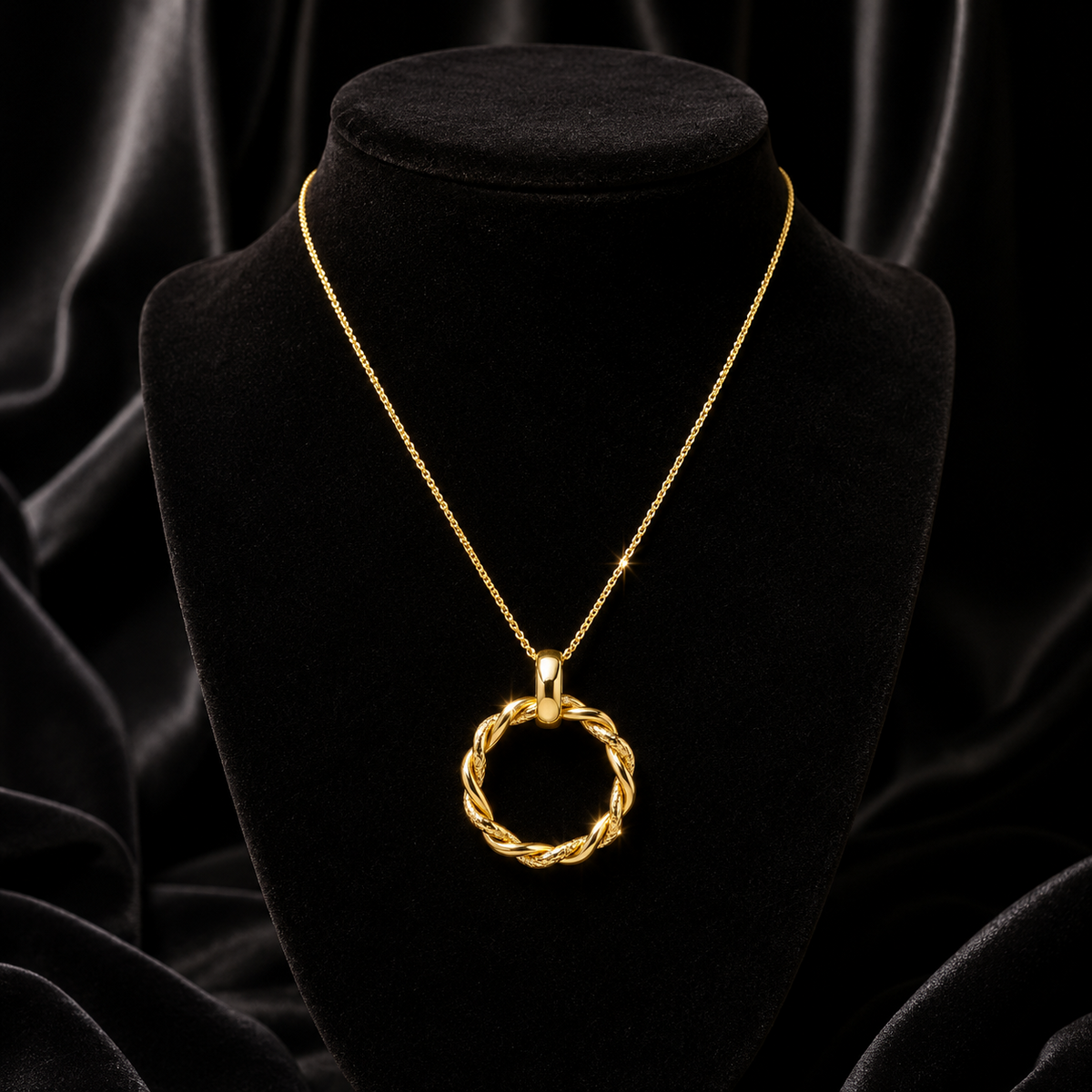 Round Rope Twist Pendant 9ct Yellow Gold 375 Hallmarked British Made
