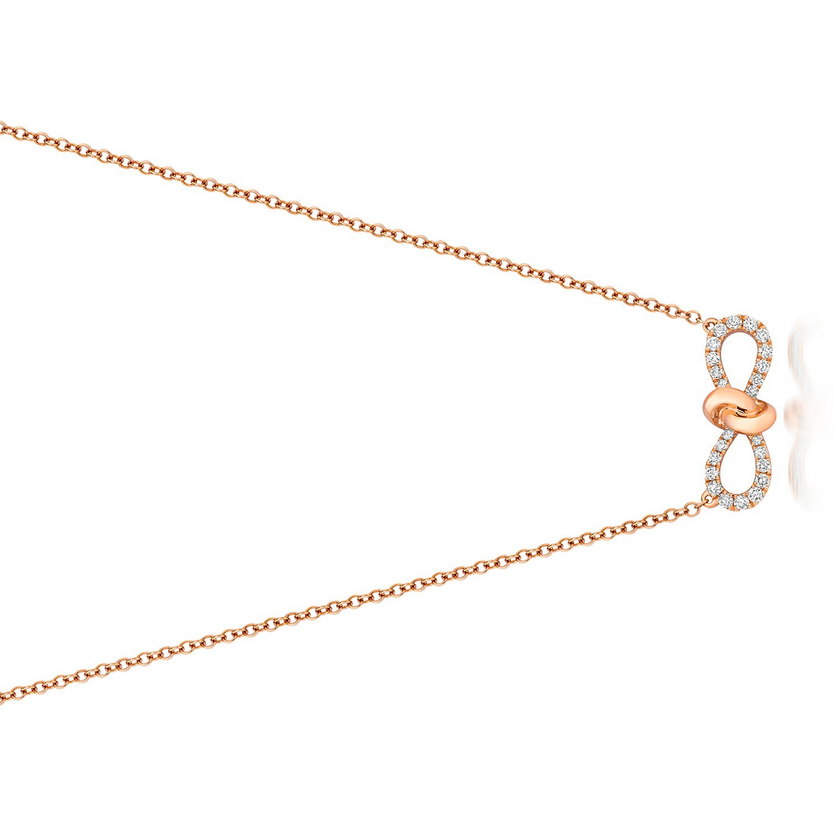 24 Natural Diamond Bow Necklace 18ct Rose Gold Hallmarked British Made