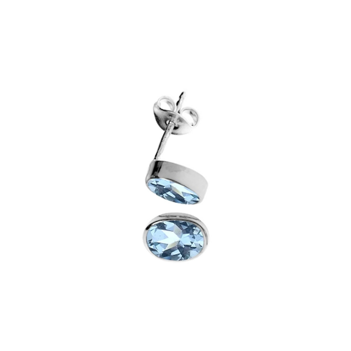 6mm Natural Oval Blue Topaz Earrings Sterling Silver 925 Hallmarked Brand New