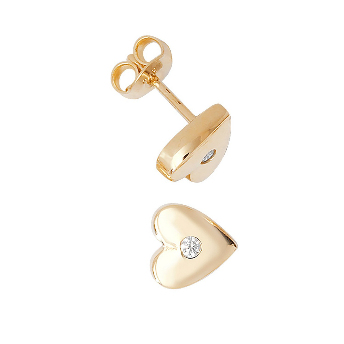 Chunky Flush Heart Stud Earrings 9ct Yellow Gold 375 Hallmarked Brand New Boxed
