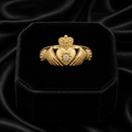Mens 9ct Yellow Gold Claddagh Ring 375 Hallmarked British Made Size Q - X