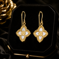 Mother Of Pearl Floral Drop Earrings 9ct Yellow Gold 375 Hallmarked British Made