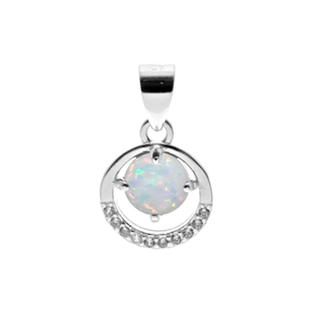 Halo White Opal Pendant Sterling Silver 925 Hallmark All Chain Lengths Brand New