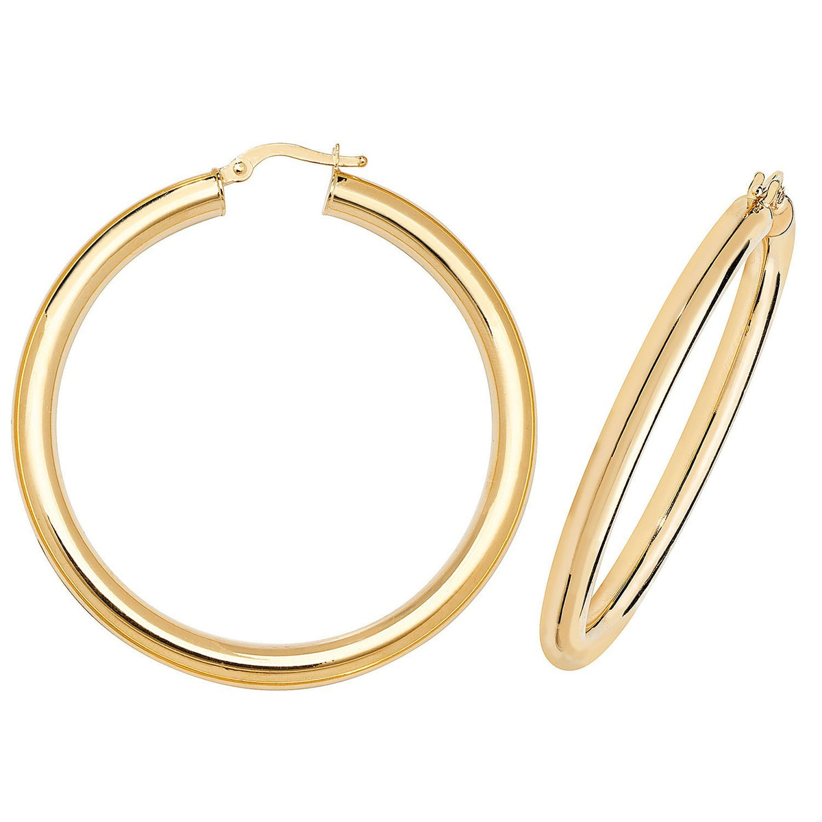 9ct Yellow Gold Tubed Hoop Earrings 375 Hallmarked 10mm - 60mm Diameter