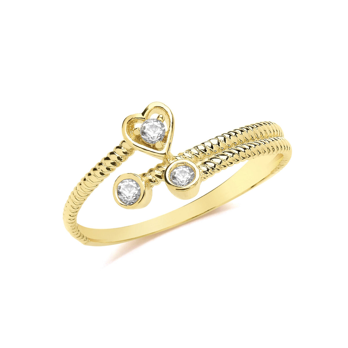 Twisted Heart Ring 9ct Yellow Gold Hallmarked Sizes J - T British Made