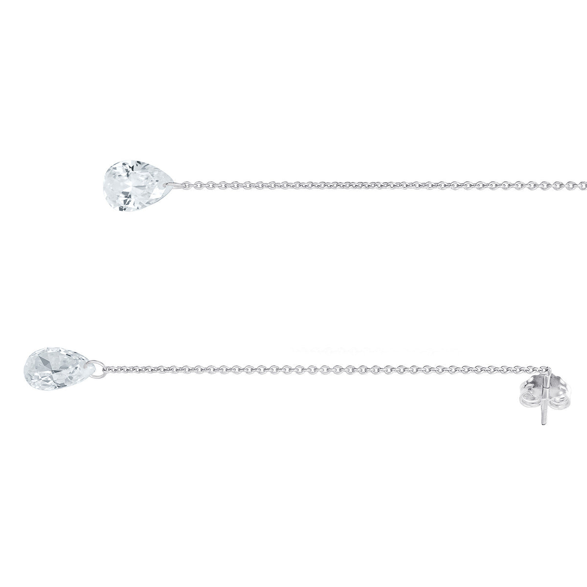 Pear Shaped Chain Drop Earrings Sterling Silver 925 Hallmarked British Made