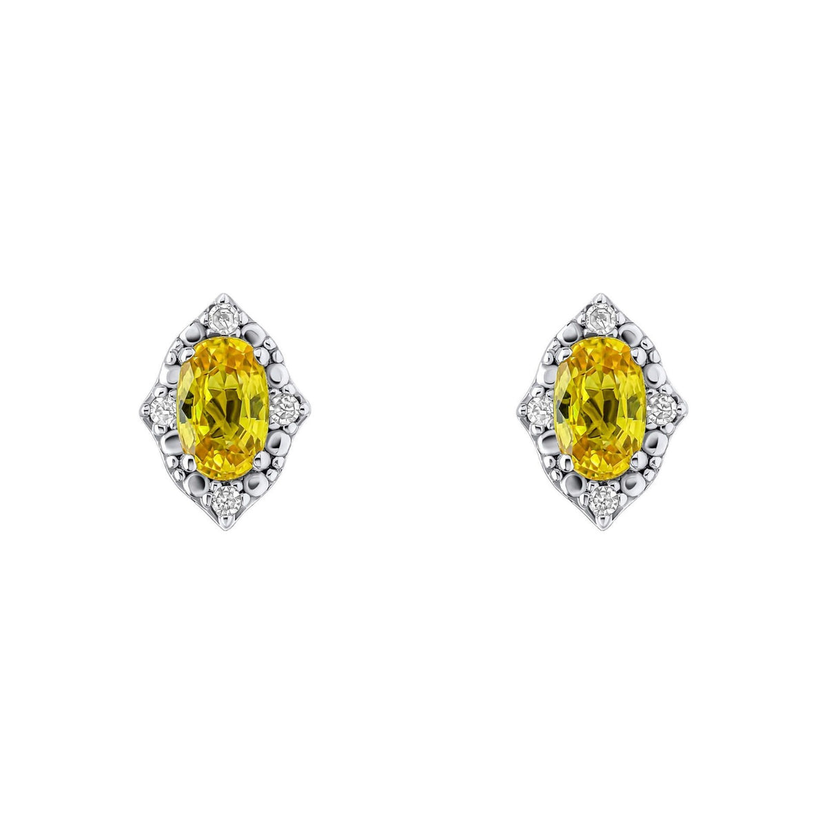 Oval Sapphire Diamond Stud Earrings British Made 9ct Yellow Gold 375 Hallmar