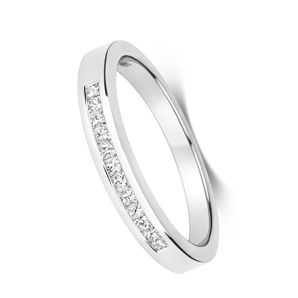 12 Natural Diamond Channel Set Ring 18ct White Gold Hallmarked Sizes J - Q