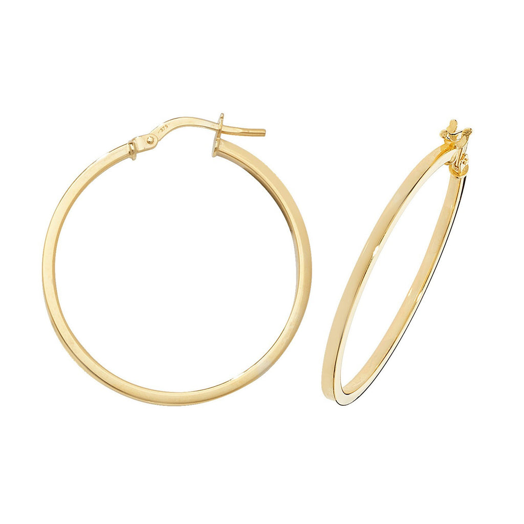 9ct Yellow Gold Hoop Earrings 375 Hallmarked 8mm - 50mm Diameter British Made