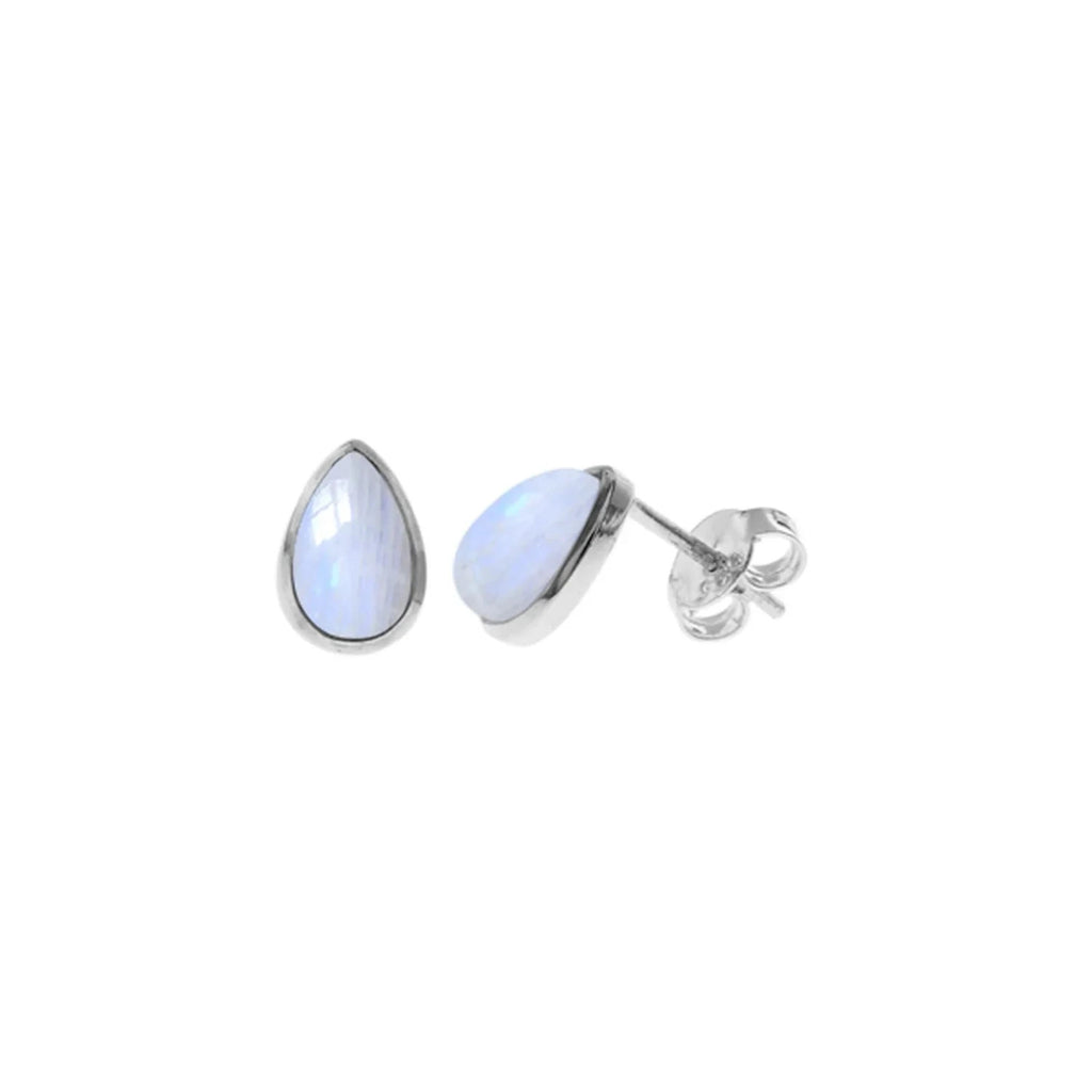 8mm Natural Moonstone Teardrop Earrings Sterling Silver 925 Hallmarked Brand New