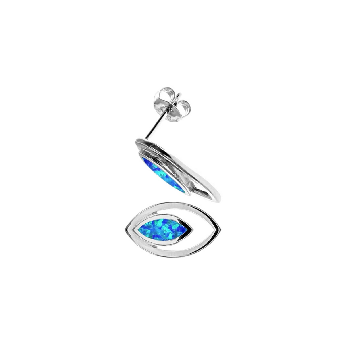 Natural Marquise Blue Opal Earrings Sterling Silver 925 Hallmarked Brand New
