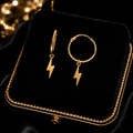Hinged Lightning Sleeper Hoop Earrings 9ct Yellow Gold 375 Hallmarked Brand New