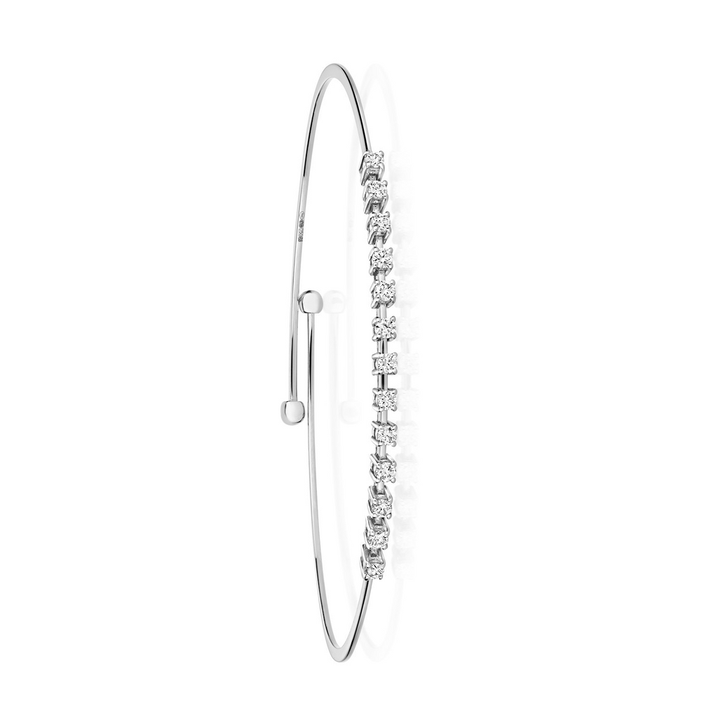 13 Natural Diamond 18ct White Gold Bangle 375 Hallmarked British Made