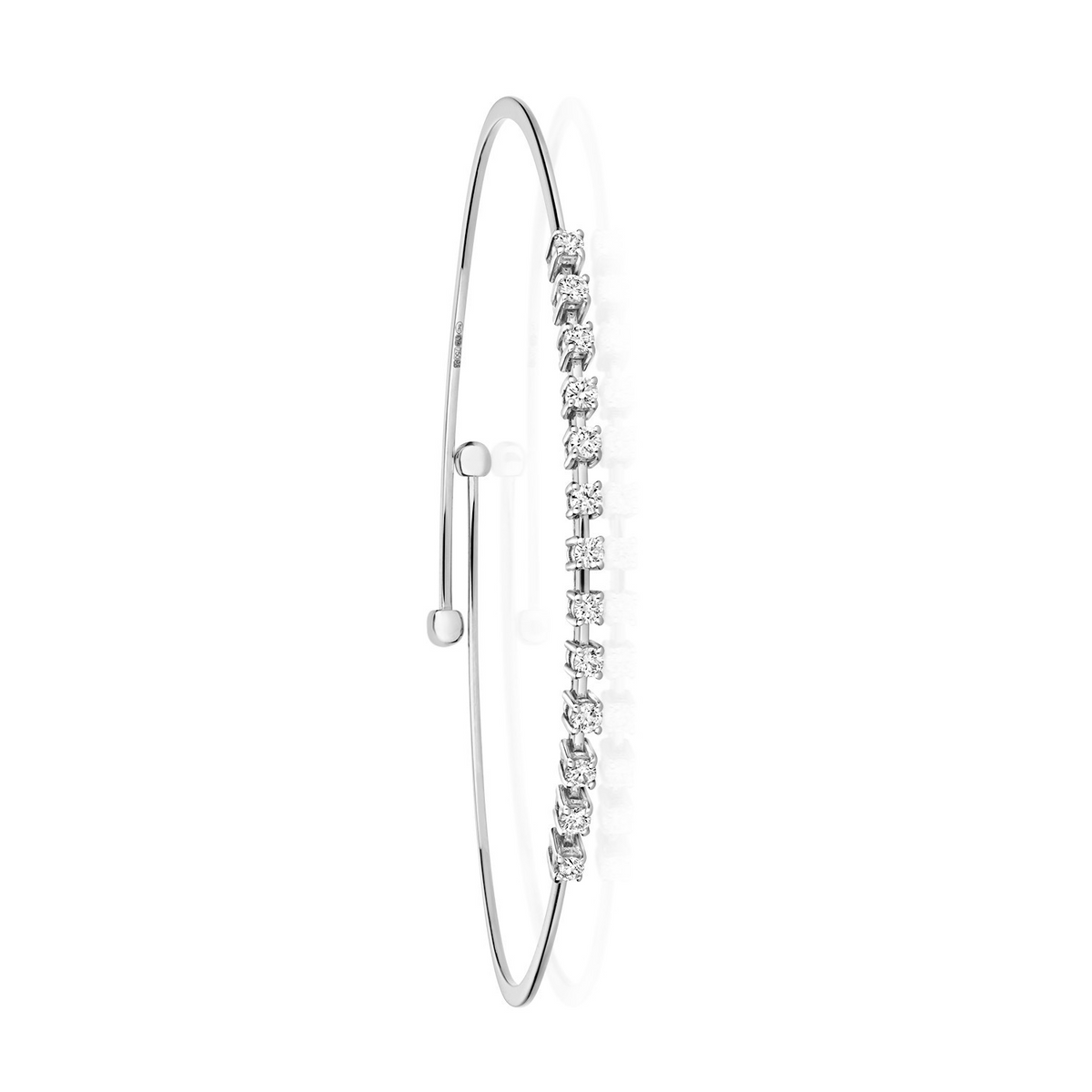 13 Natural Diamond 18ct White Gold Bangle 375 Hallmarked British Made