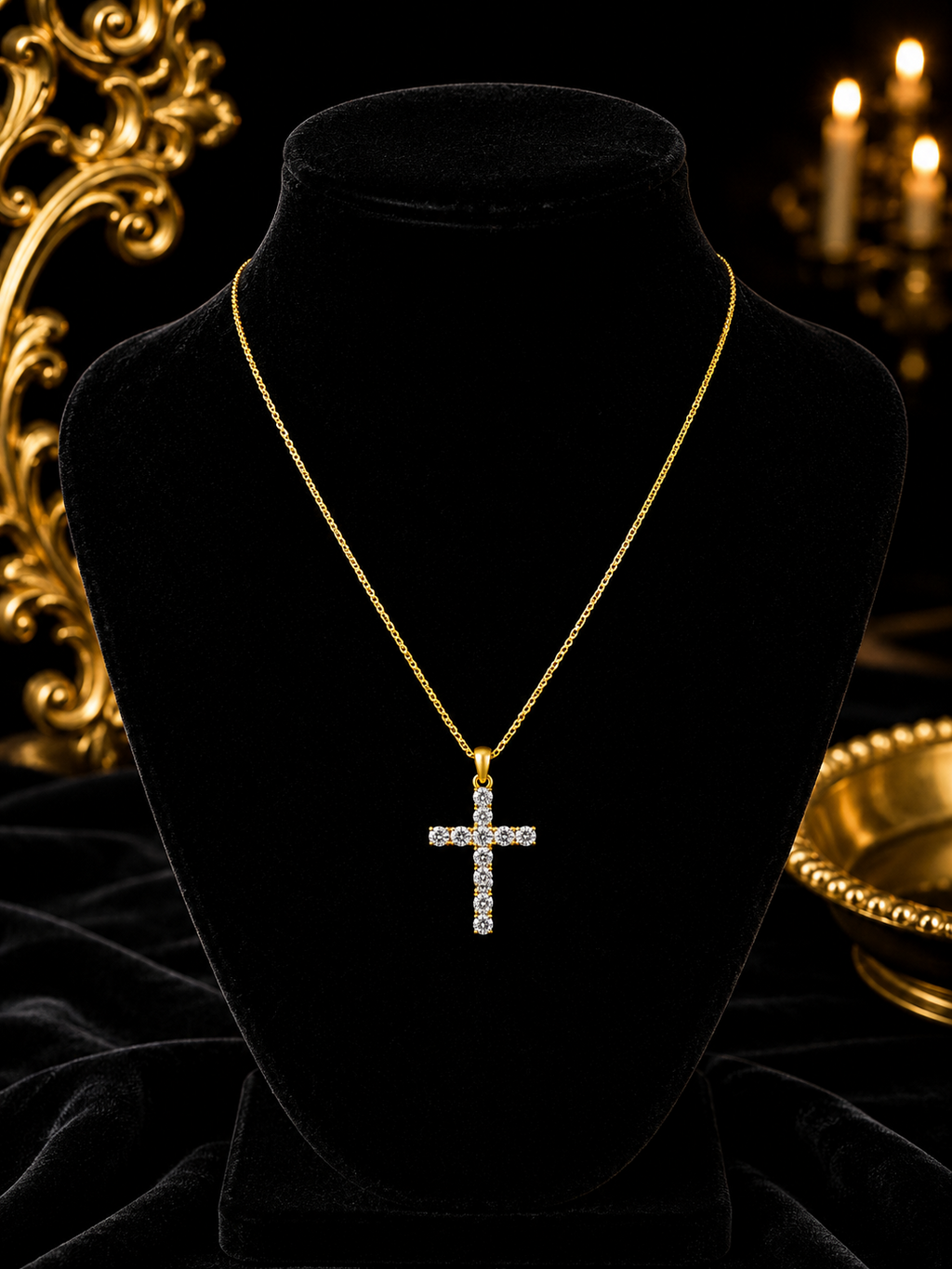 9ct Yellow Gold Cross Gemstone Pendant Hallmarked British Made All Chain Lengths