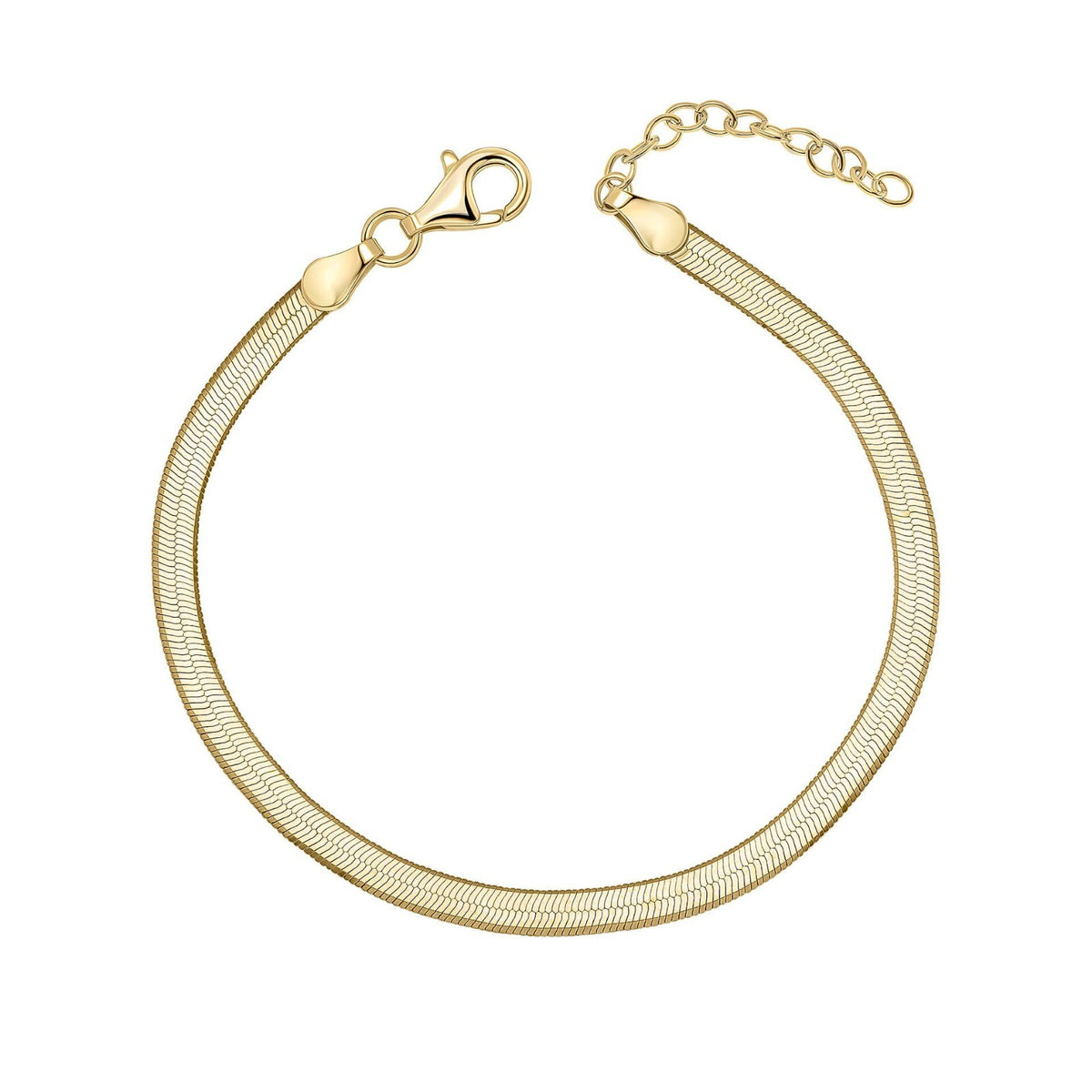 Flat Herringbone Chain Bracelet 9ct Yellow Gold Plated Hallmarked Brand New