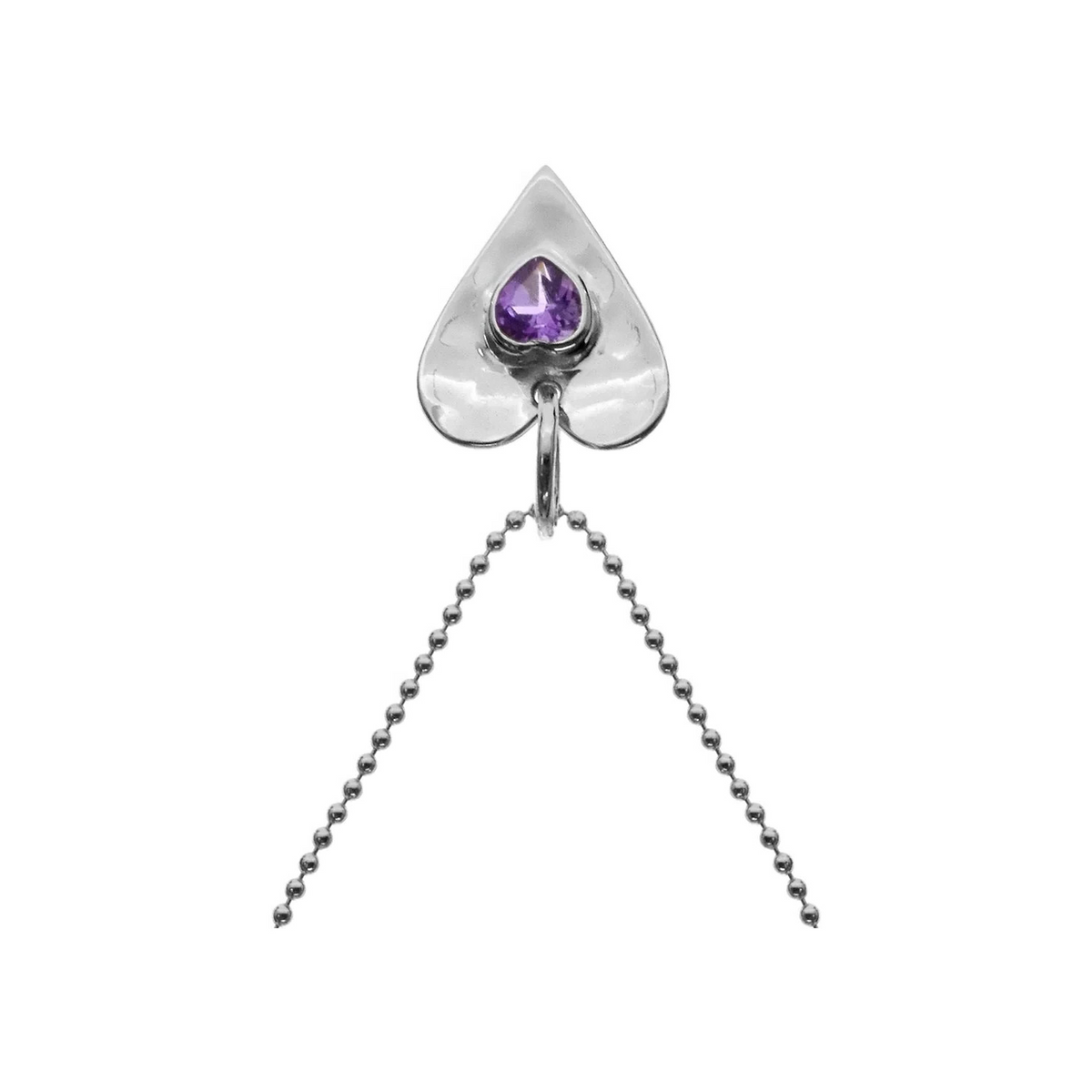 Heart Flush Amethyst Necklace Solid Sterling Silver 925 Hallmarked British Made