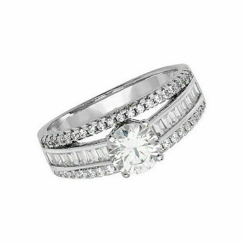 Sterling Silver Solitaire Ring Engagement Triple Band 925 Hallmarked Size M - S