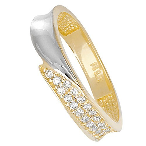Wavy Band Ring 9ct 2 Tone Gold 375 Hallmarked Sizes J - S British Made