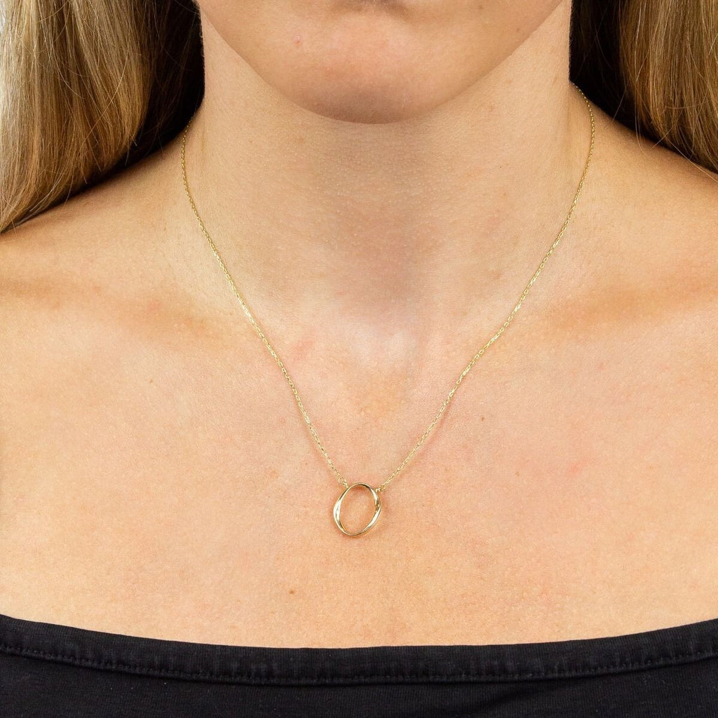 Twist Open Oval Necklace 9ct Yellow Gold 375 Hallmarked British Made Brand New