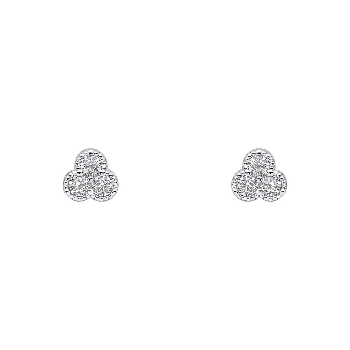 Trilogy Gemstone Stud Earrings Sterling Silver 925 Hallmarked Brand New Boxed