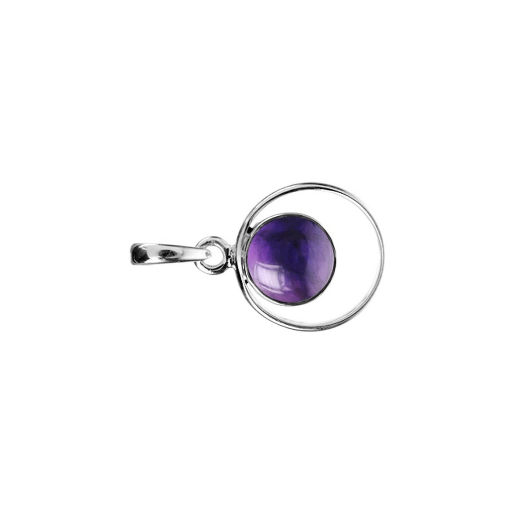 Flush Amethyst Hoop Pendant Sterling Silver 925 Hallmarked All Chain Lengths