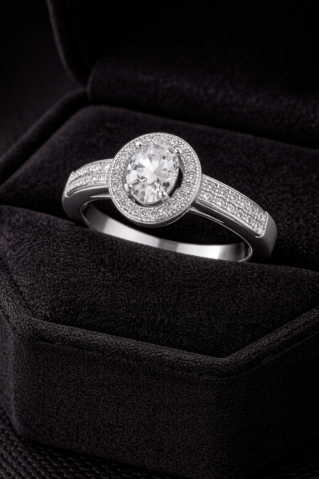 Sterling Silver Oval Halo Ring Engagement Gemstone 925 Hallmarked Size J - T