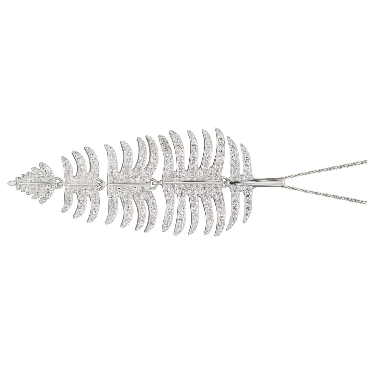 Sterling Silver Gemstone Palm Leaf Pendant 925 Hallmarked All Chain Lengths