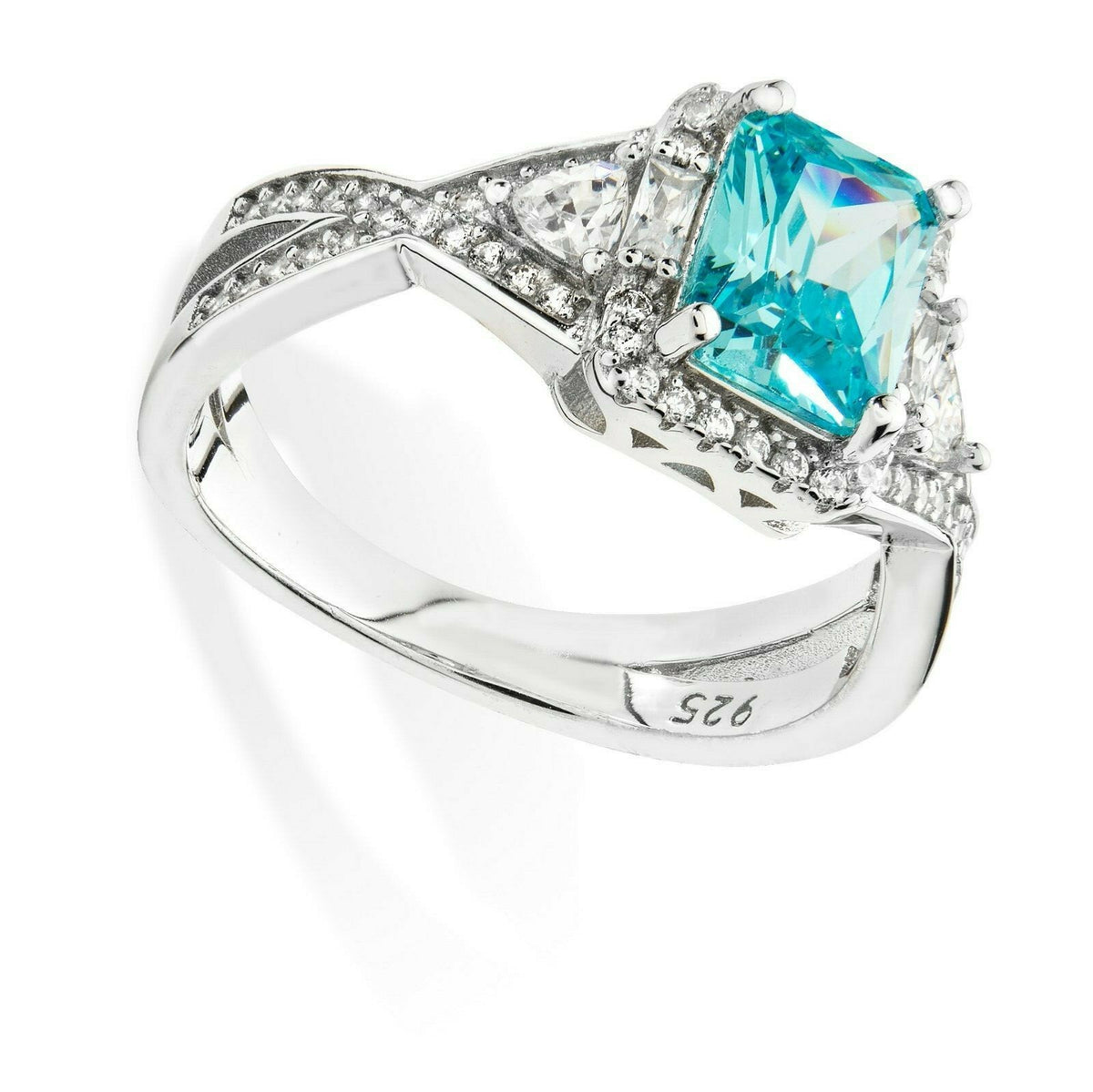 Sterling Silver Aquamarine Ring 925 Hallmarked Size J - R British Made