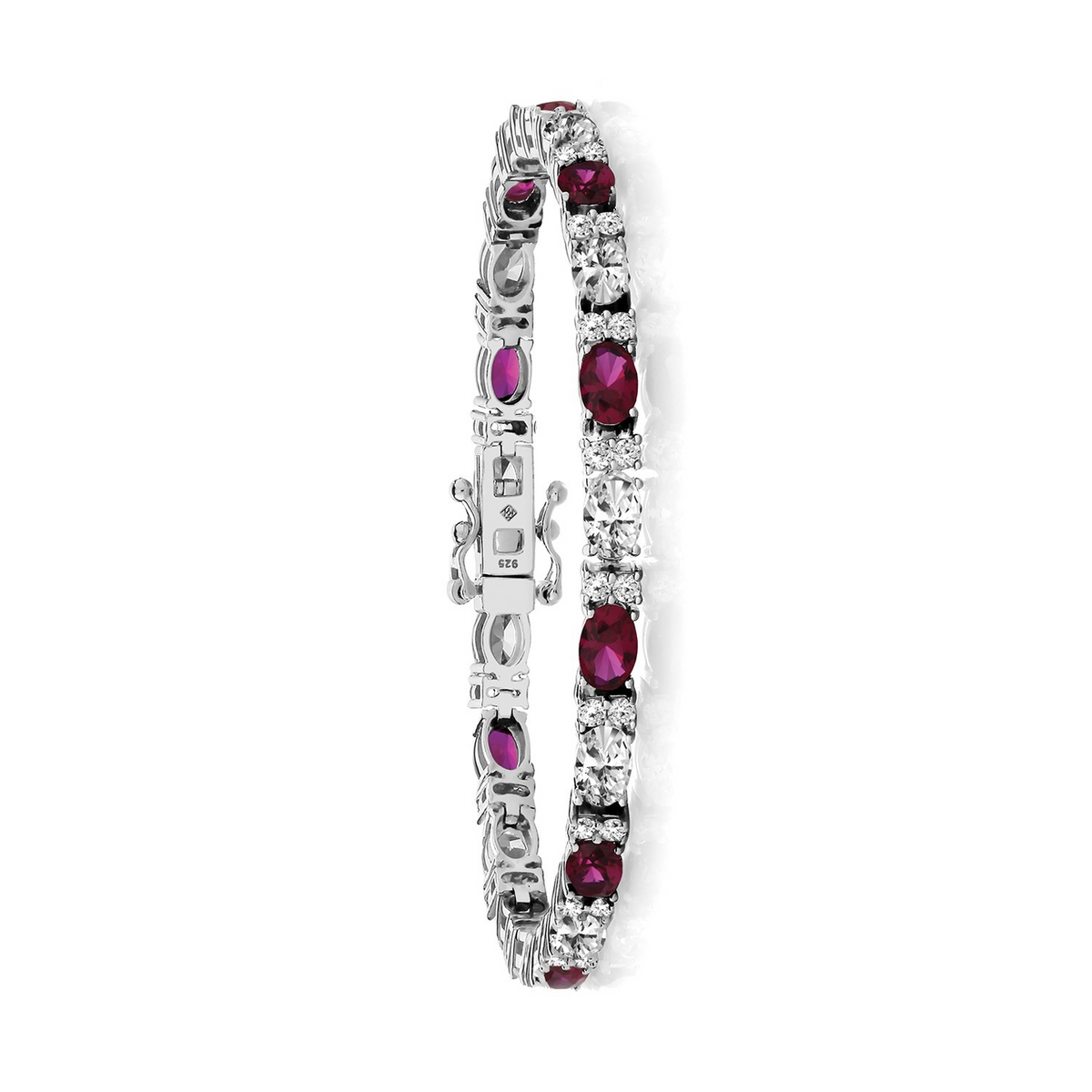 Natural Oval Ruby Tennis Bracelet Sterling Silver 925 Hallmarked Brand New
