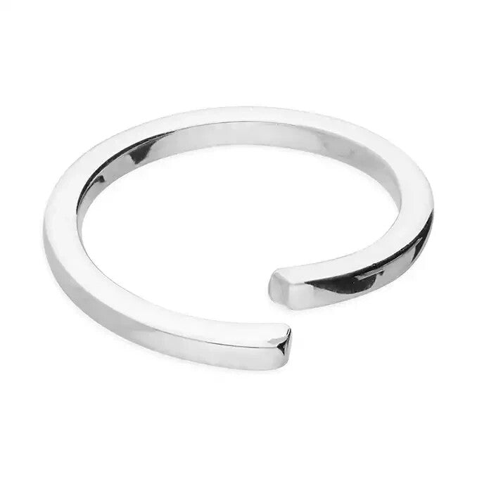 Square Cut Wrap Ring Sterling Silver 925 Hallmarked British Made Size L - Q