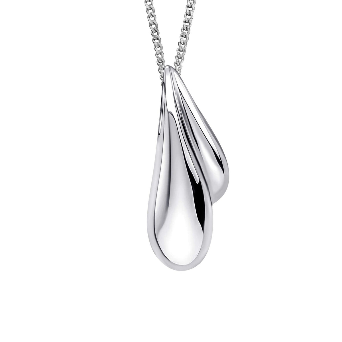 Organic Wave Droplet Pendant Sterling Silver 925 Hallmarked All Chain Lengths