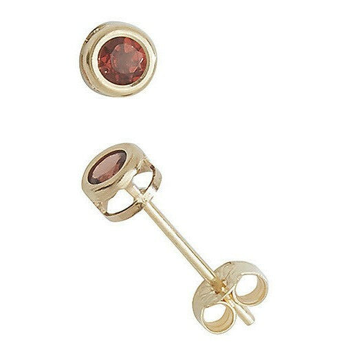 Yellow Gold Garnet Earrings Solitaire Natural Stone 375 9 Carat New Boxed