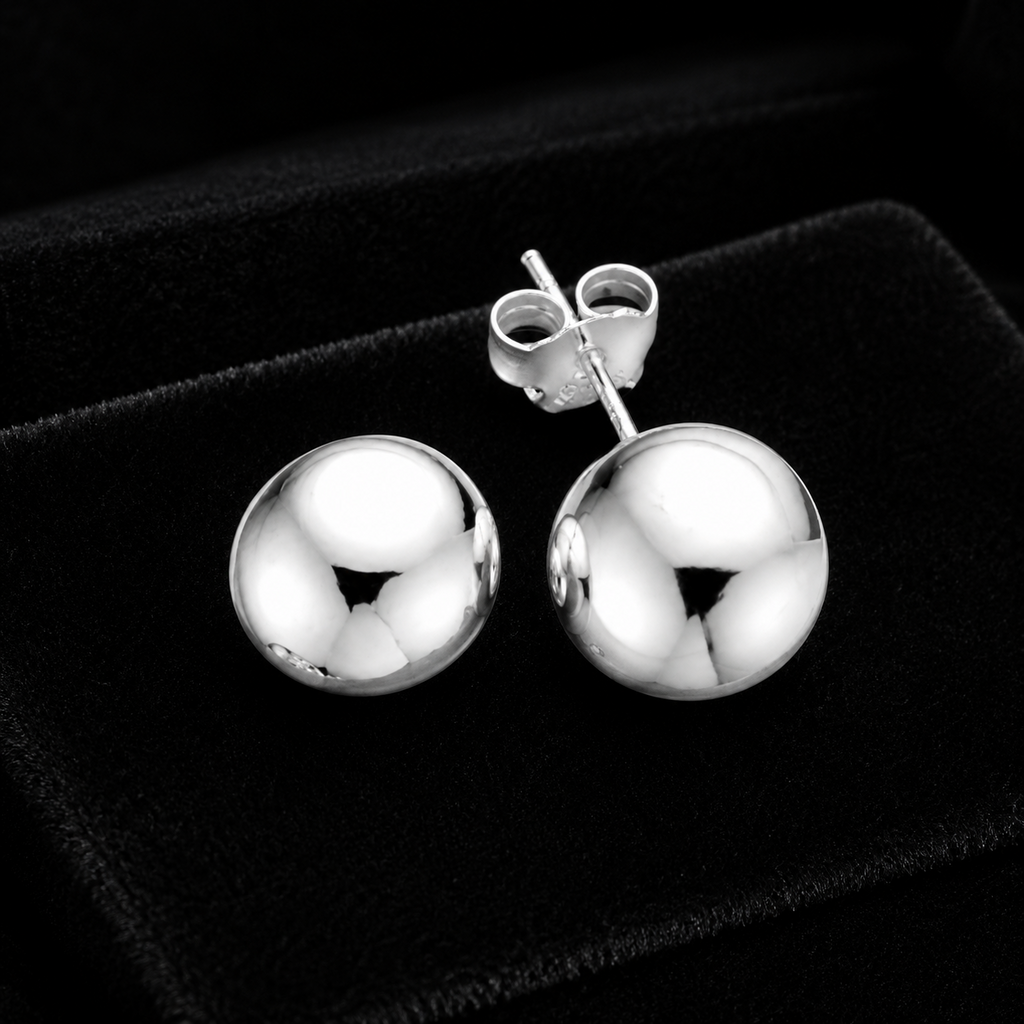 Ball Stud Earrings Sterling Silver 925 Hallmarked British Made Brand New Boxed
