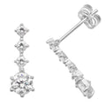 Prong 4 Stone Drop Earrings 9ct White Gold 375 Hallmarked Brand New Boxed