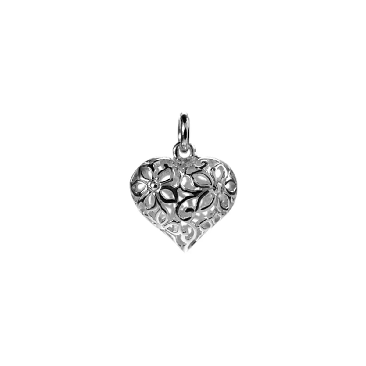 Flower Heart Pendant Sterling Silver 925 Hallmarked All Chain Lengths Brand New