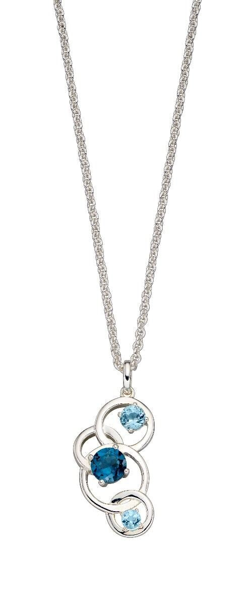 Open Circle Blue Topaz Pendant Sterling Silver 925 Hallmarked All Chain Lengths