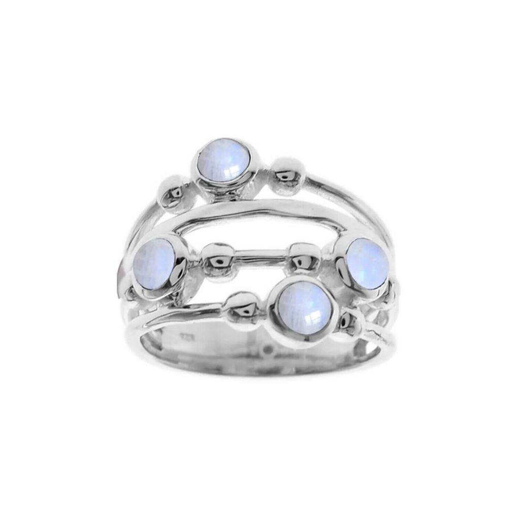 Natural 4 Topaz Ring Sterling Silver 925 Hallmarked British Made Size K - T