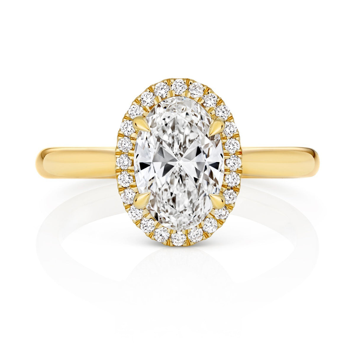 Oval Lab-Created Diamond Engagement Ring 18ct Yellow Gold Hallmarked Sizes J - Q