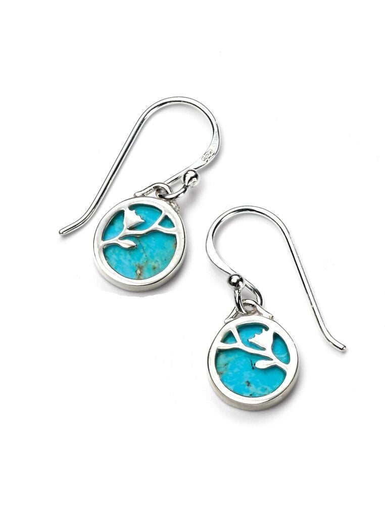 Flower Pattern Turquoise Earrings Sterling Silver 925 Hallmarked Brand New Boxed