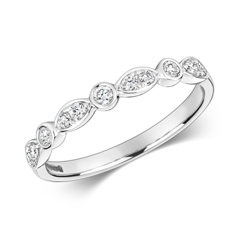 11 Natural Diamond Flush Ring 18ct White Gold Hallmarked Sizes J - Q