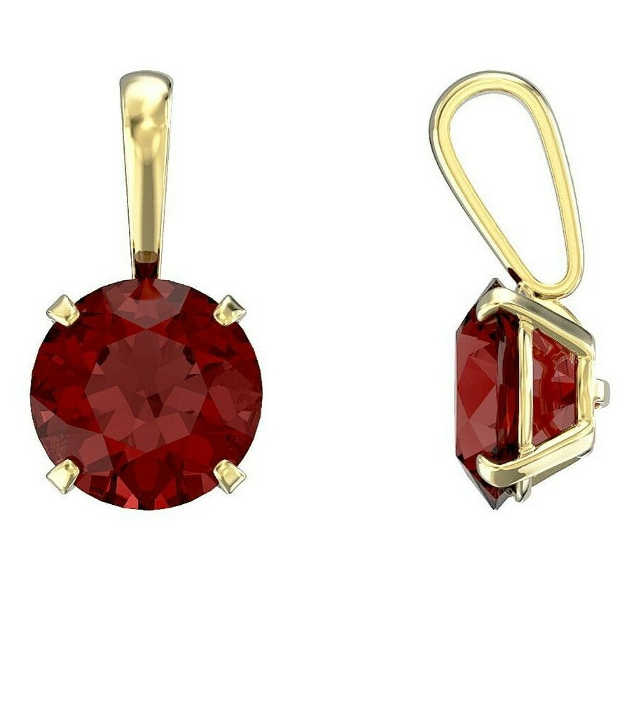 Garnet Pendant and Earrings Set Solid Yellow Gold Solitaire 18" Chain Hallmark