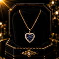 Sapphire and Diamond Heart Pendant 9ct Yellow Gold 375 Hallmarked British Made