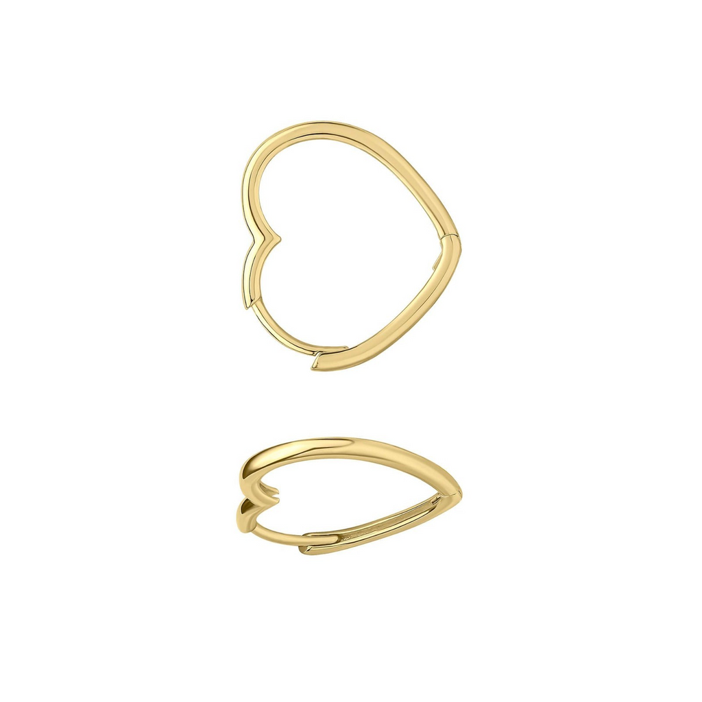 Open Heart Hoop Earrings 9ct Yellow Gold British Made 375 Hallmarked