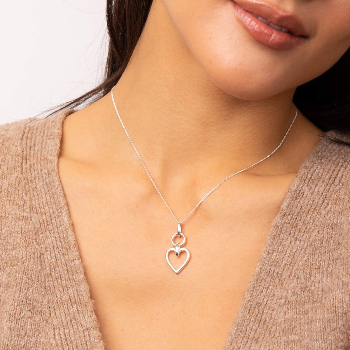 Open Heart Drop Pendant Sterling Silver 925 Hallmarked All Chain Lengths