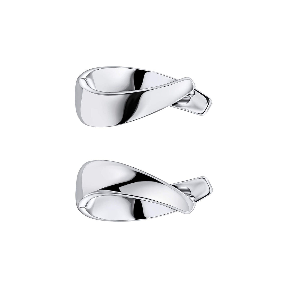 Ribbon Hoop Earrings Sterling Silver 925 Hallmarked British Made Brand New