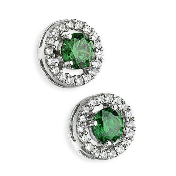 Emerald Gemstone Earrings Solid Sterling Silver 925 Hallmark Brand New Boxed