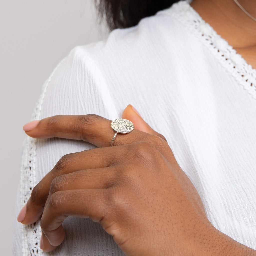 Ladies Ripple Textured Disc Ring 925 Hallmarked British Made Sizes K - S