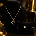 Heart Necklace and Bracelet Set 9ct Yellow Gold 375 Hallmarked British Made