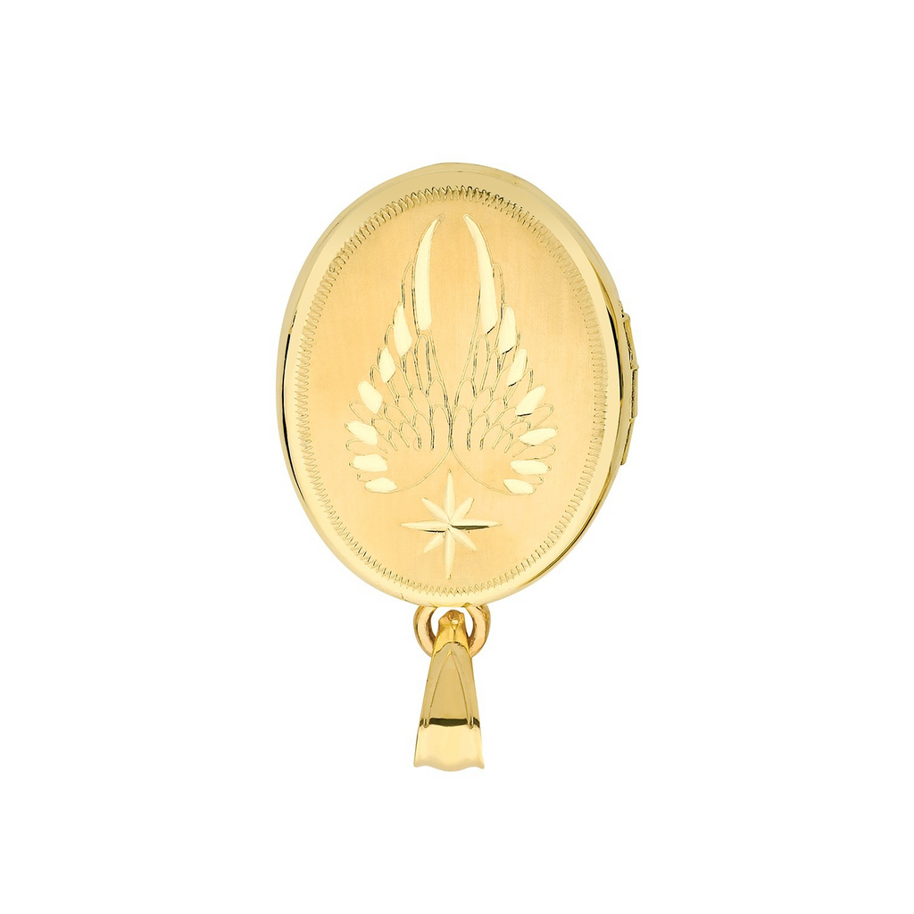 Angel Wings 9ct Yellow Gold Locket 375 Hallmarked British Made All Chain Lengths